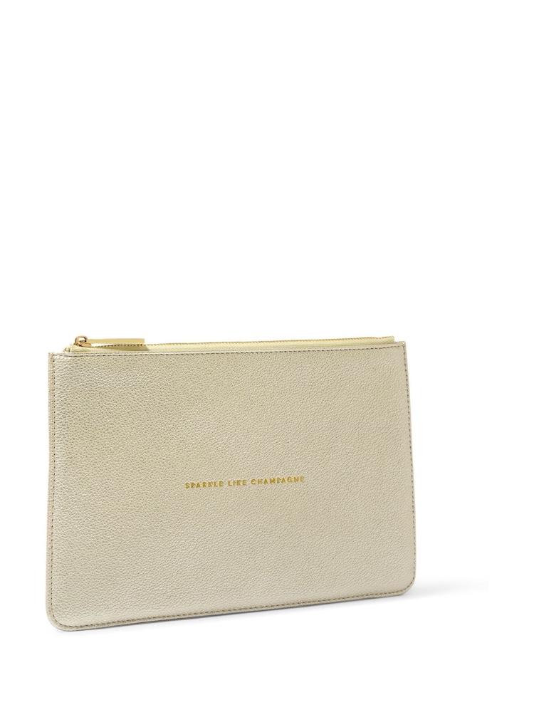 Katie Loxton Gold Sentiment Zip Through Clutch Bag - Image 1 of 4