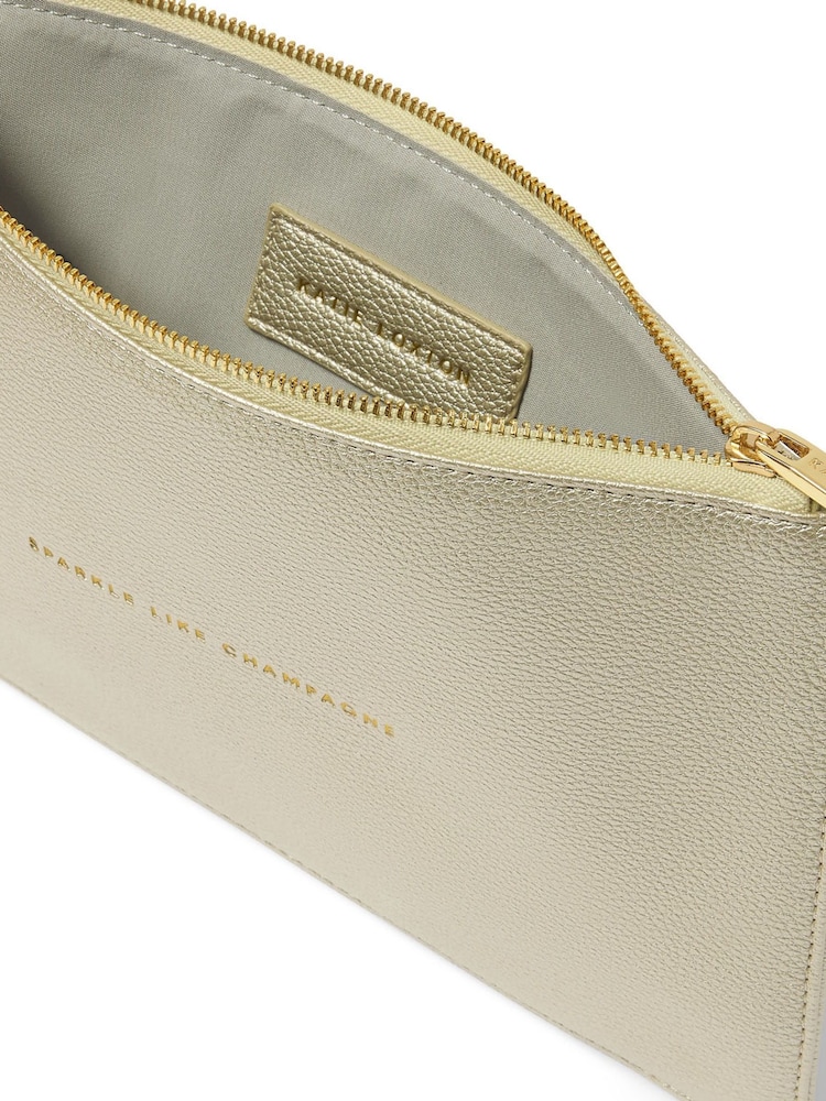 Katie Loxton Gold Sentiment Zip Through Clutch Bag - Image 2 of 4