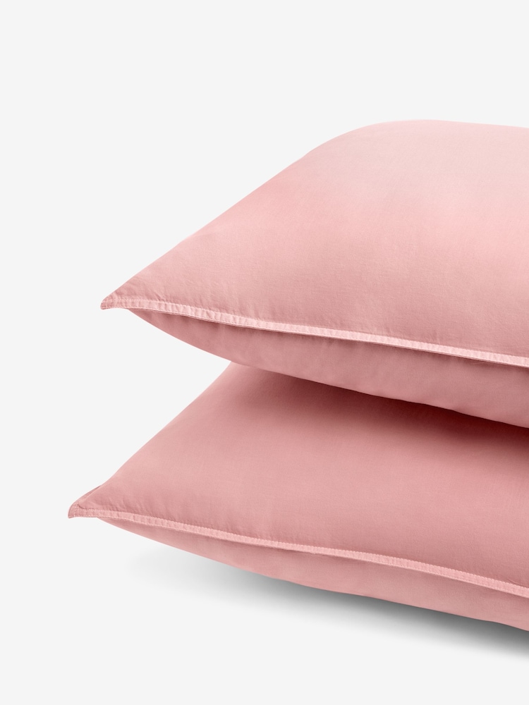 MADE.COM Dusty Rose Cosy Washed Cotton Pillowcase Set of 2 - Image 4 of 4