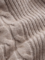Neutral Regular Fit Cable Knit Roll Neck Jumper - Image 6 of 6