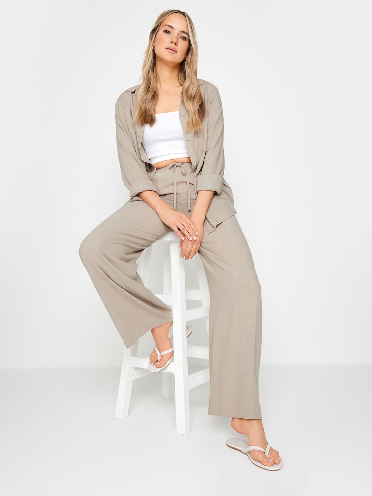 Long Tall Sally Natural Linen Tie Waist Trousers - Image 1 of 4