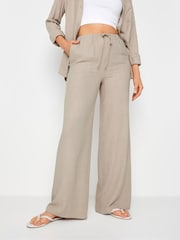 Long Tall Sally Natural Linen Tie Waist Trousers - Image 2 of 4