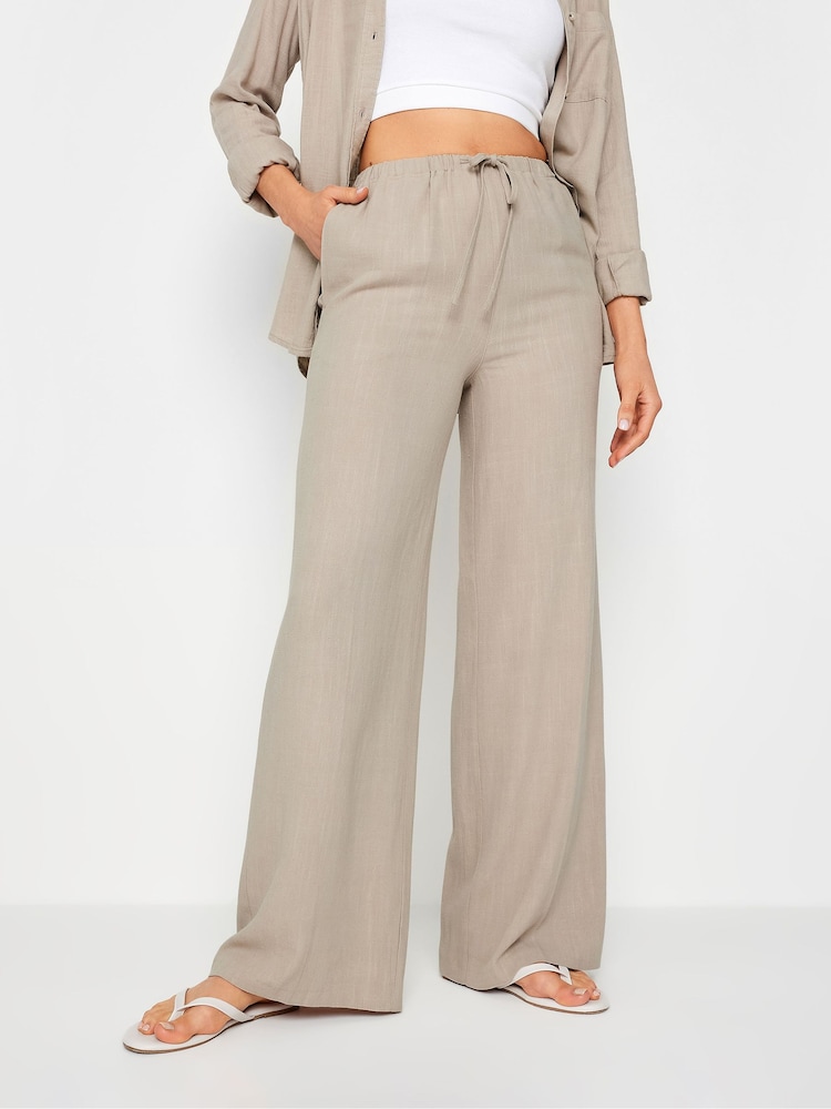Long Tall Sally Natural Linen Tie Waist Trousers - Image 2 of 4