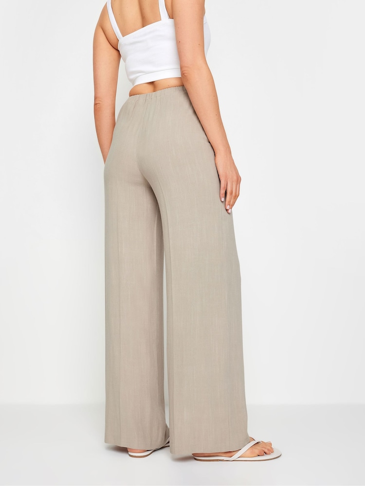 Long Tall Sally Natural Linen Tie Waist Trousers - Image 3 of 4