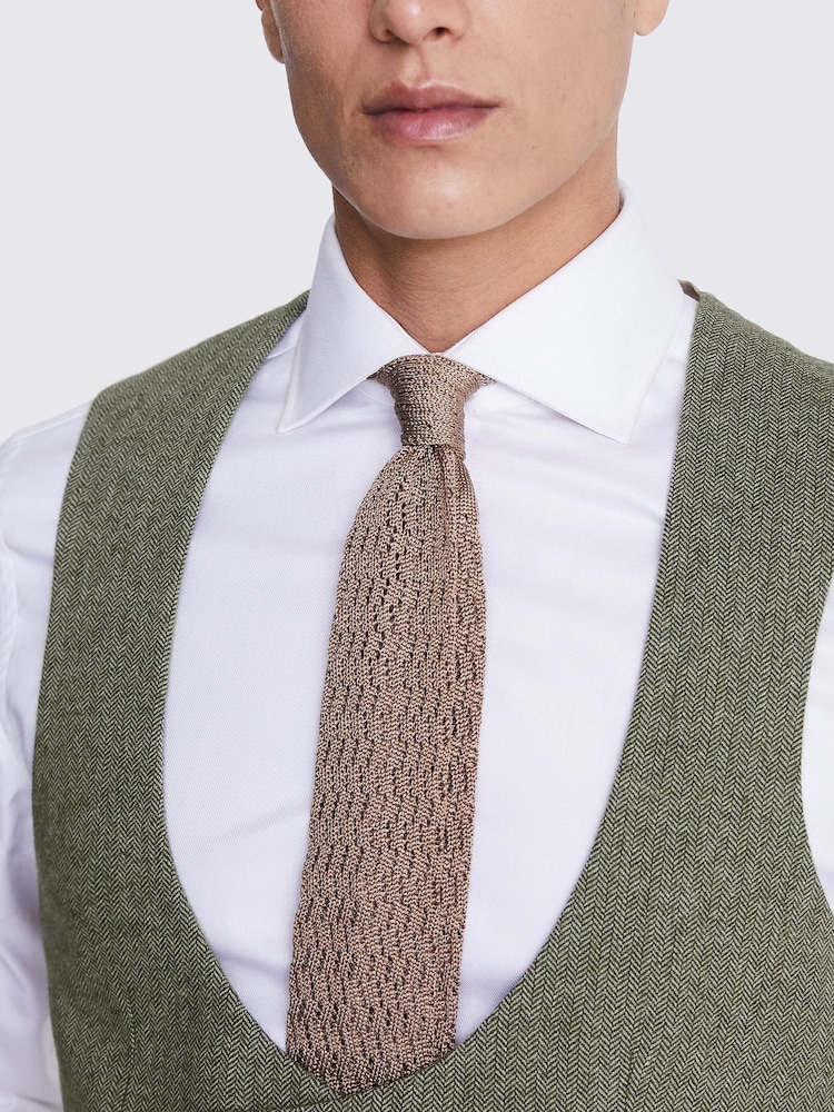 MOSS Sage Green Slim Fit Herringbone Tweed Waistcoat - Image 2 of 4