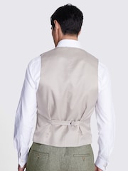 MOSS Sage Green Slim Fit Herringbone Tweed Waistcoat - Image 3 of 4