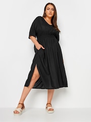 Льняное платье мидакси со сборками Yours Curve LIMITED COLLECTION - Изображение 1 из 5
