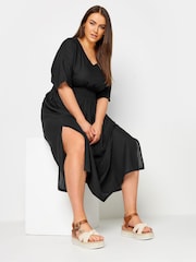 Льняное платье мидакси со сборками Yours Curve LIMITED COLLECTION - Изображение 2 из 5