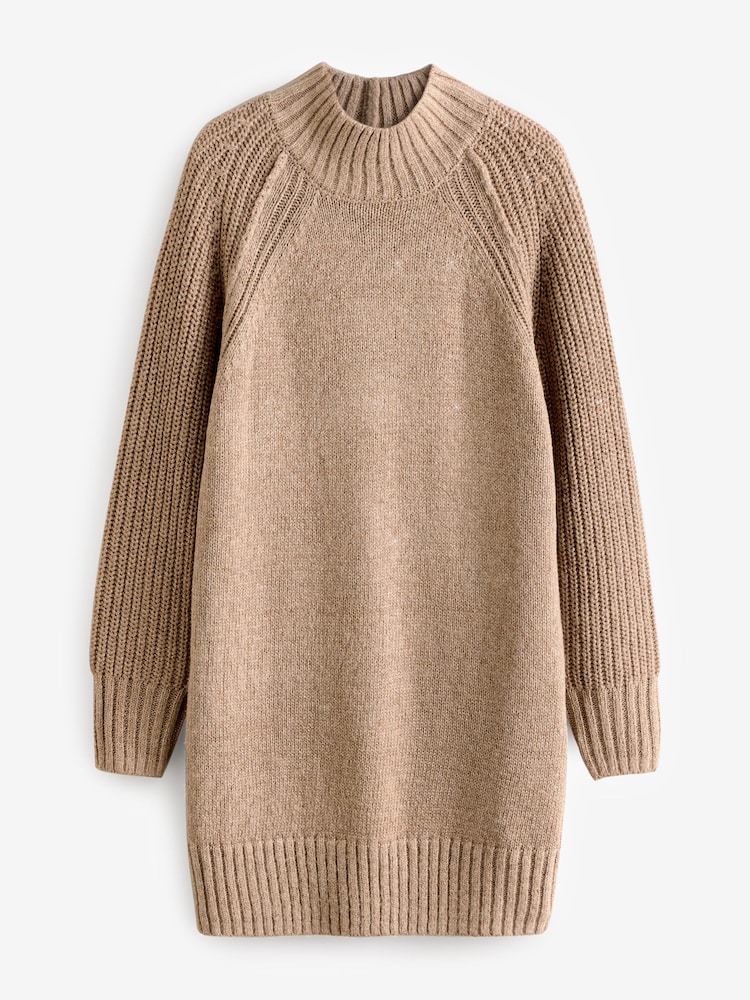 Buy Neutral N. Premium Sparkle High Neck Knitted Jumper Mini Dress from  Next USA