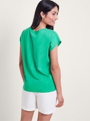 Monsoon Green Garcia Cutwork 100% Cotton T-Shirt - Image 3 of 4