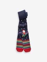 Navy Blue Santa Cotton Rich Christmas Character Tights - Image 1 of 1