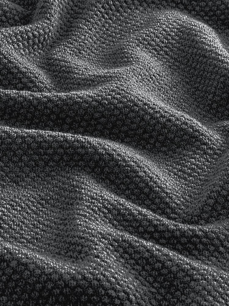 Charcoal Grey Regular Fit Texture 100% Cotton Premium Zip Through Jumper - Image 4 of 10