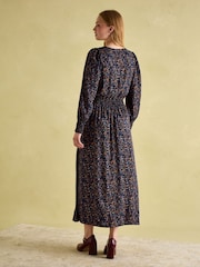 Joules Georgina Navy Multi Elasticated Waist Maxi Dress - Image 6 of 8