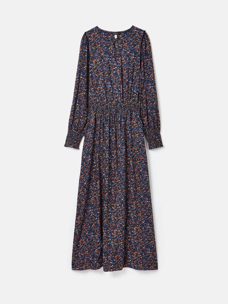 Joules Georgina Navy Multi Elasticated Waist Maxi Dress - Image 8 of 8