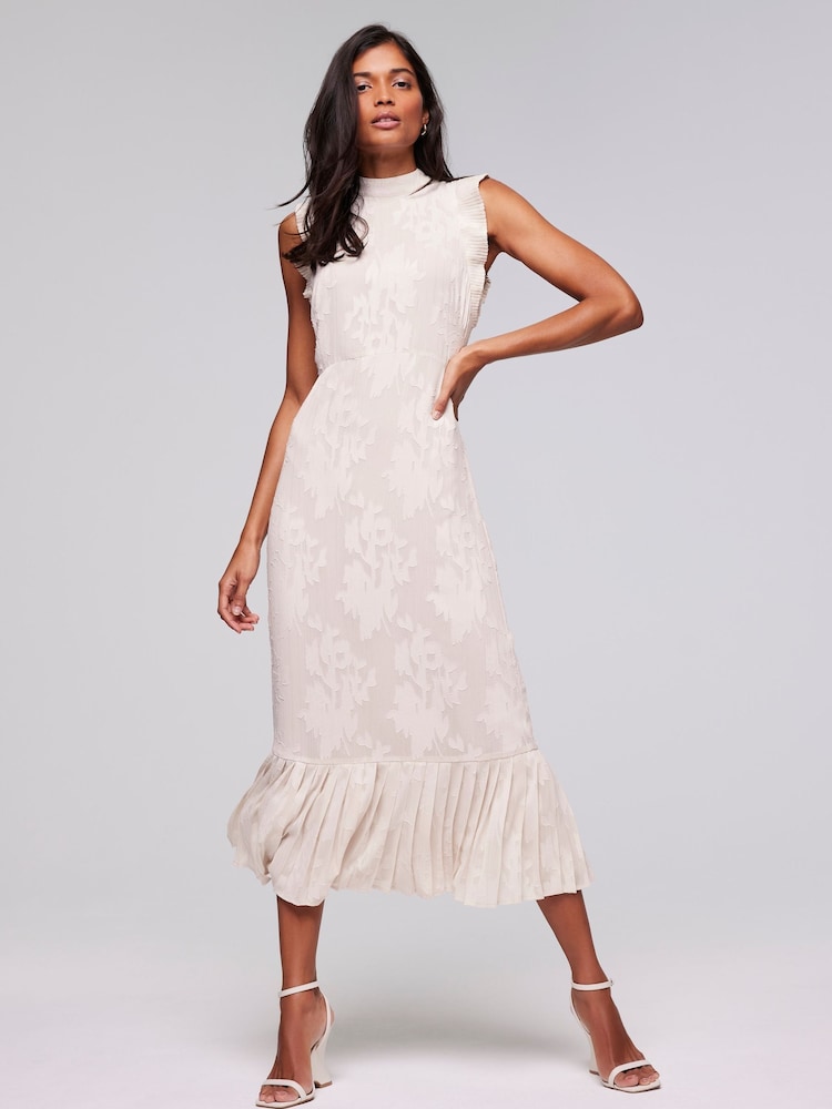 Mint Velvet Cream Jacquard Midi Dress - Image 1 of 1