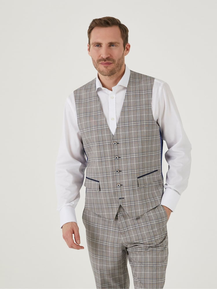 Skopes Natural Whittington Check Tailored Fit Suit Waistcoat - Image 1 of 3