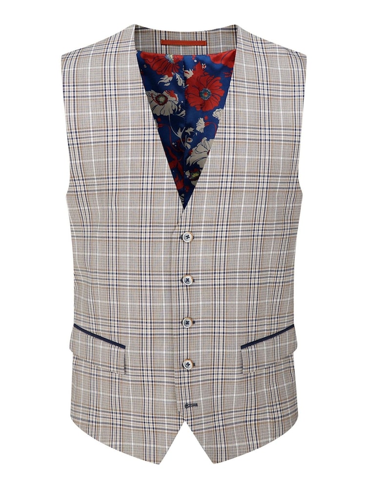 Skopes Natural Whittington Check Tailored Fit Suit Waistcoat - Image 3 of 3