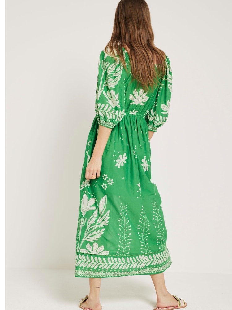 River Island Green Midi V-Neck Tea Dress - Image 2 of 4