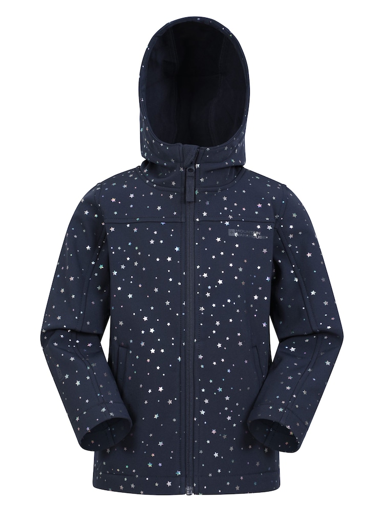 Mountain Warehouse Berry Pink Exodus Kids Printed Water-Resistant Softshell Jacket - Image 1 of 5