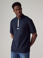 Поло Armani Exchange Navy Contrast Zip 100% Cotton - Image 1 of 9