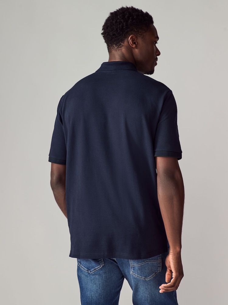 Поло Armani Exchange Navy Contrast Zip 100% Cotton - Image 2 of 9