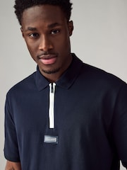 Поло Armani Exchange Navy Contrast Zip 100% Cotton - Image 3 of 9