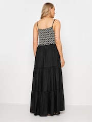 Long Tall Sally Black Embroidery Detail Tiered Maxi Dress - Image 3 of 5