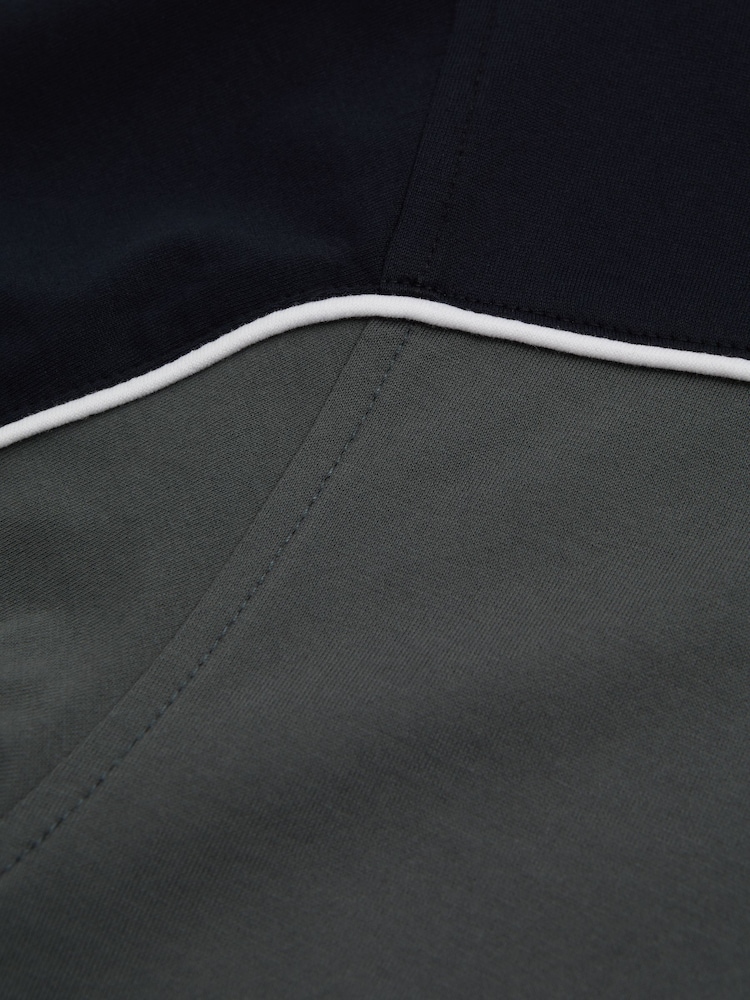 Reiss Navy/White Woods Mercerised Cotton Colourblock Crew Neck T-Shirt - Image 5 of 5