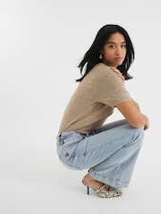 River Island Light Blue 3 Petite High Rise Tummy Hold Flare Jeans - Image 2 of 6