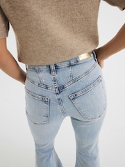 River Island Light Blue 3 Petite High Rise Tummy Hold Flare Jeans - Image 3 of 6