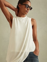 Reiss Ivory Elva Draped Layered Top - Image 3 of 6