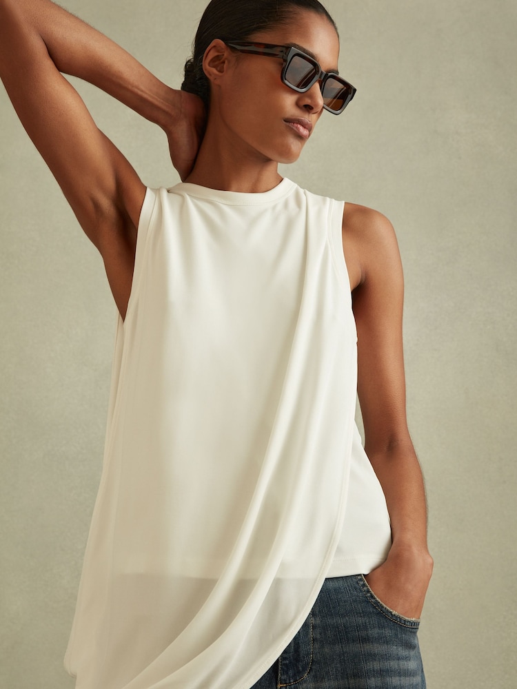 Reiss Ivory Elva Draped Layered Top - Image 3 of 6