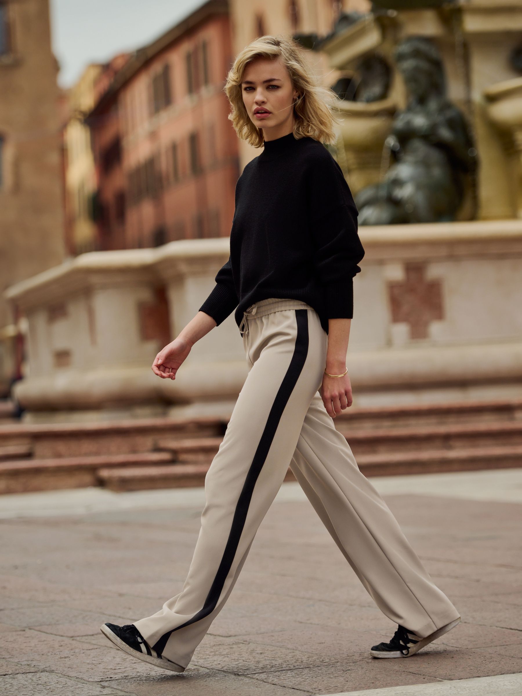 The Set Black/Taupe 2 Pack Pull On Side Stripe Track Pant Trousers