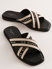 Ted Baker Black Ashika Webbing Flat Sandals - Image 2 of 4