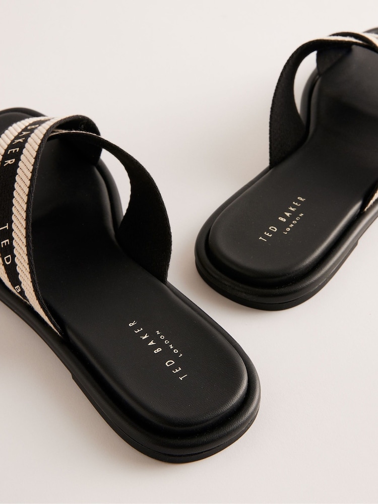 Ted Baker Black Ashika Webbing Flat Sandals - Image 3 of 4