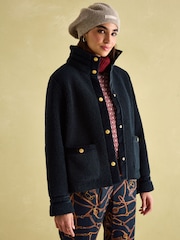 Joules Fleur Navy Blue Fleece Jacket - Image 1 of 7