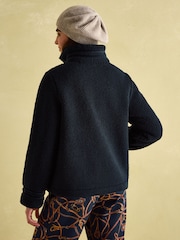 Joules Fleur Navy Blue Fleece Jacket - Image 2 of 7