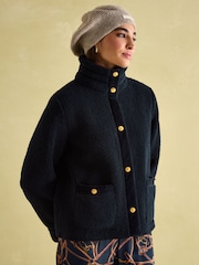 Joules Fleur Navy Blue Fleece Jacket - Image 3 of 7