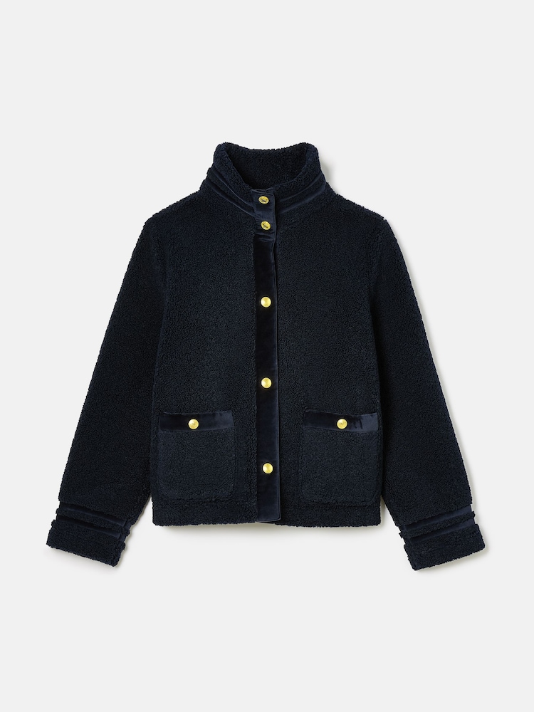 Joules Fleur Navy Blue Fleece Jacket - Image 7 of 7