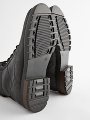 Black Leather Zip Up Borg Lined Boots - Image 4 of 5