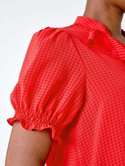 Roman Orange Waffle Seersucker Frilled Top - Image 5 of 5