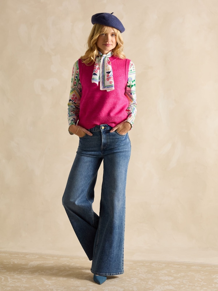Joules Harbour Cream Tile Print Boat Neck Printed Top - Image 5 of 9