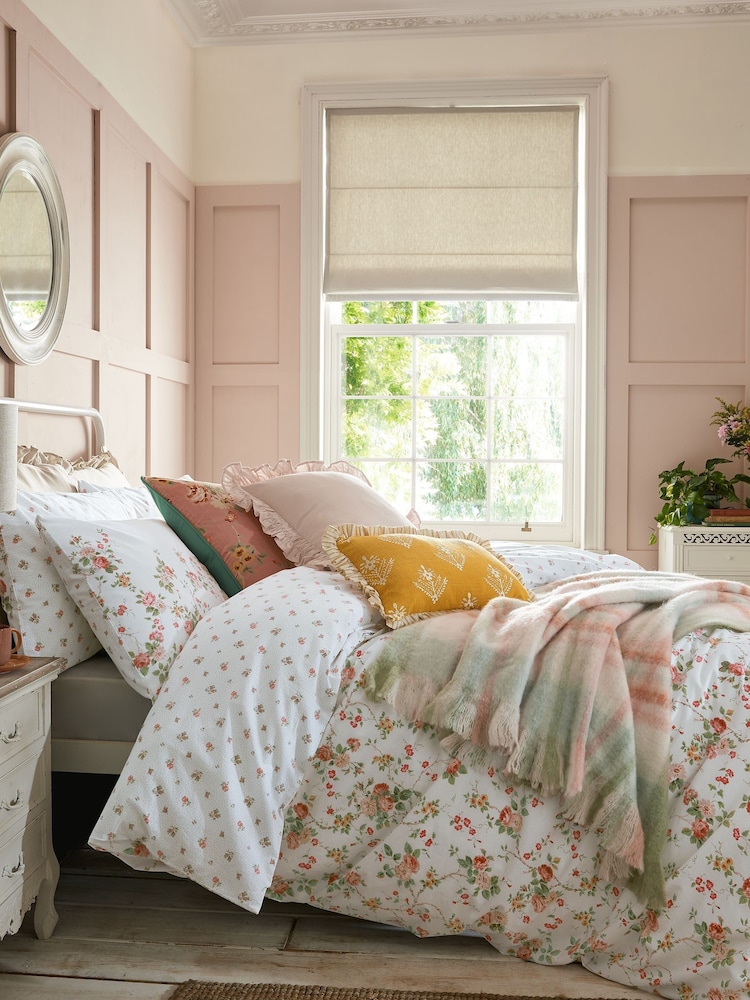 Laura Ashley Antique Pink Mountney Garden 100% Cotton Pillowcases - Image 1 of 4