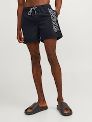 JACK & JONES Black Swim Shorts With Contrast Lining - Image 1 of 8