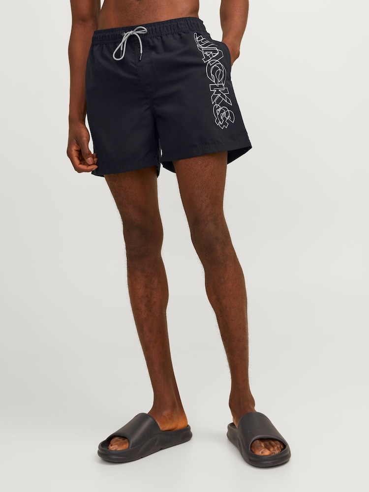 JACK & JONES Black Swim Shorts With Contrast Lining - Image 1 of 8