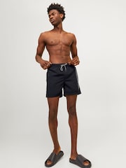 JACK & JONES Black Swim Shorts With Contrast Lining - Image 3 of 8