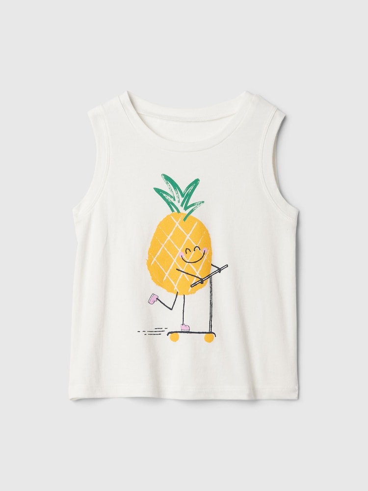 Gap White/Yellow Summer Sleeveless Vest Top (Newborn-5yrs) - Image 1 of 2