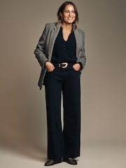 Laura Ashley Grey/Black Dogtooth Wool Check Blazer - Image 3 of 9
