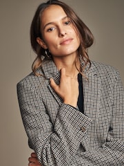 Laura Ashley Grey/Black Dogtooth Wool Check Blazer - Image 4 of 9