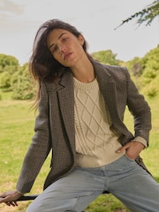 Laura Ashley Grey/Black Dogtooth Wool Check Blazer - Image 7 of 9